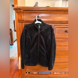 Grace Elements Black Plush Zip-Up Jacket Size Small Soft Fleece